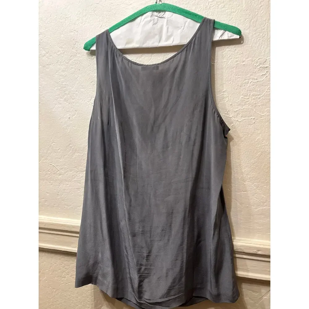 J.Crew 100% Silk Ruffle Cascade Front Tank Top Size 6 Gray Sleeveless V-Neck